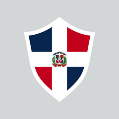 Dominican Republic Flag in Shield Shape Frame