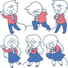 Cheerful Children Singing in Performance Vector Art