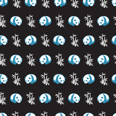 Panda Bears and Their Bamboo Playtime Vector Pattern