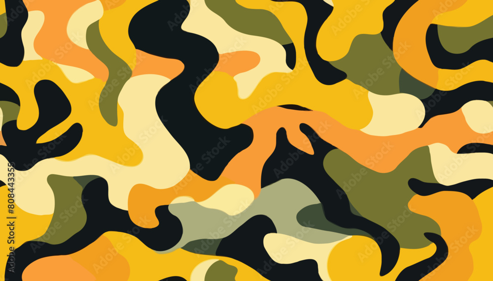 Sticker Seamless Colorful Tiger Camo Pattern