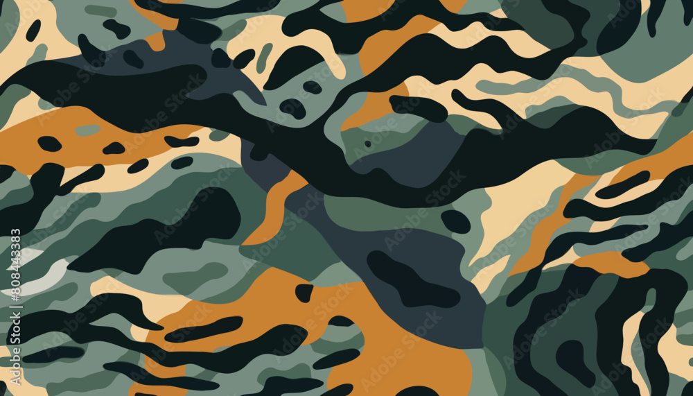 Sticker Seamless Colorful Tiger Camo Pattern