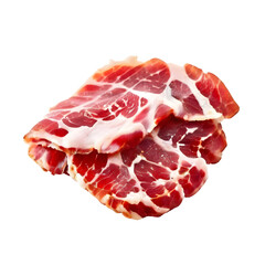 Fototapeta premium Italian speck isolated on transparent background generative ai, cut out, or clipping path.