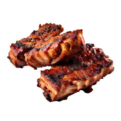 Grilled pork ribs isolated on transparent background generative ai, cut out, or clipping path.