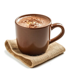 Cozy hot cocoa mug, winter warmer, white background, Ai Generated