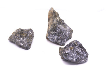 Natural mineral stones on a white background.