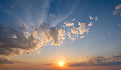 Beautiful dramatic scenic sunset sky background