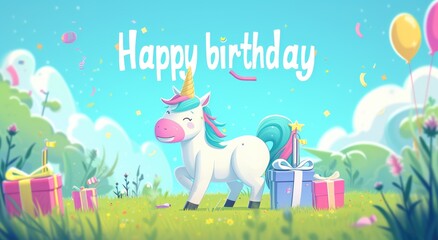 Fototapeta premium Joyous celebration: a heartfelt and adorable happy birthday greeting card specially designed for a beloved baby, filled with love, cheer, and warm wishes on their special day