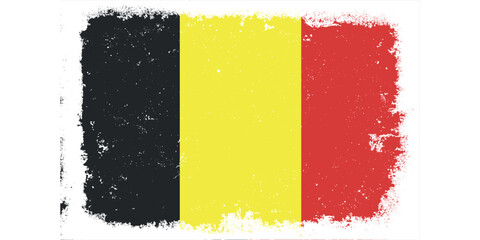 Vintage flat design grunge Belgium flag background