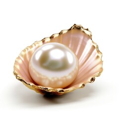 A shiny pearl nugget with a smooth, glossy surface and an iridescent sheen, isolated on a white background, Ai Generated