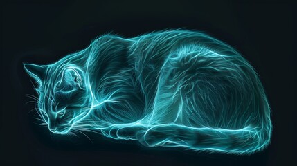 A luminous cat, glowing softly, appears as a transparent creature, Ai Generated