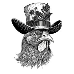 Chinese zodiac, rooster, creative cartoon，, tattoo
