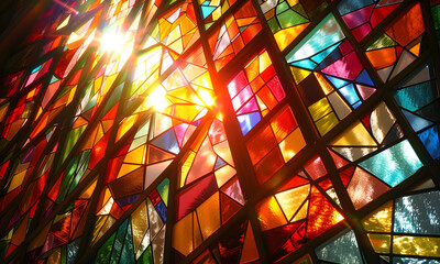Stained-glass free from geometric full color. - 808449725