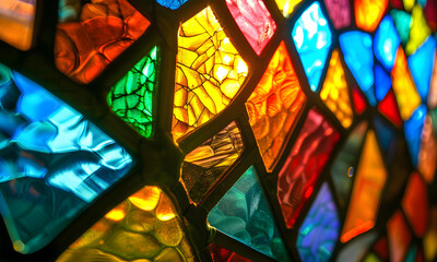 Stained-glass free from geometric full color. - 808449747