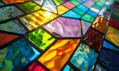Stained-glass free from geometric full color. - 808449760