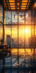 High-end luxury club where visionary senior executives meet to define leadership in ever-changing business. The view outside is very beautiful. Suitable for use as inspiration for designers or users.
