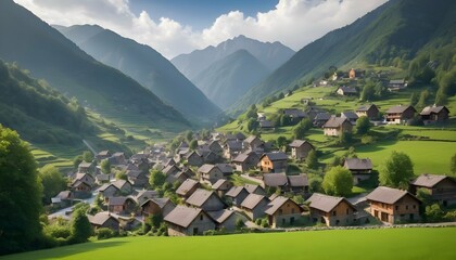 A picturesque village nestled in the mountains