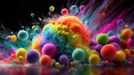 rainbow fuzzy ball explosion wallpaper background