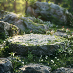moss covered rocks