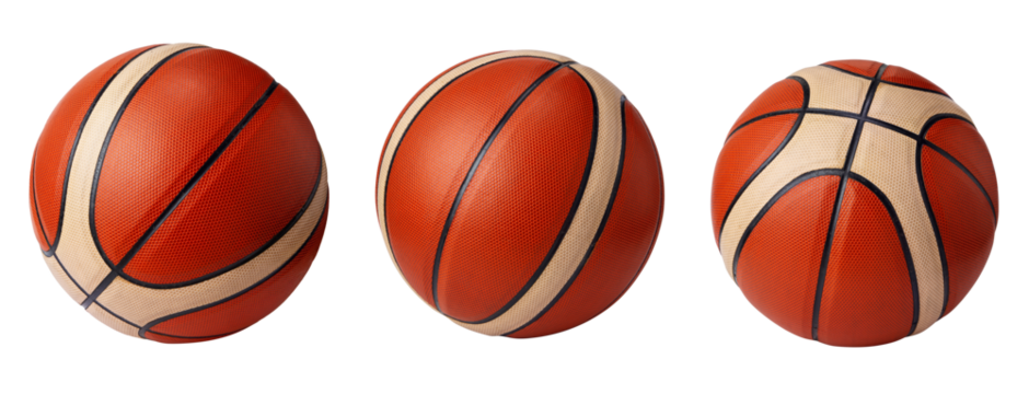 Set of basketball ball over white background.