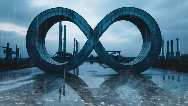 infinity symbol industrial concept. seamless looping overlay 4k virtual video animation background