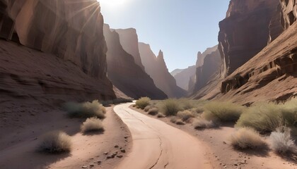 A rugged desert road leading to hidden slot canyon upscaled 6