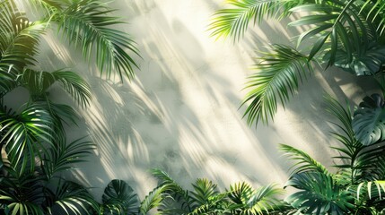 Overlay of tropical leaves with natural shadow