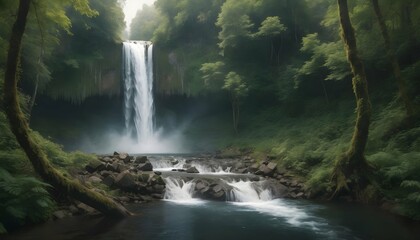 A majestic waterfall hidden deep within the heart upscaled 5