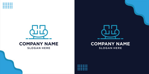creative initial letter H logo with sofa, design inspiration, vector