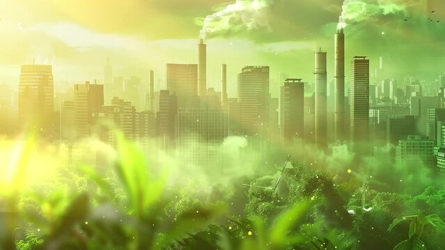 an image depicting the concept of CO2 emissions. seamless looping overlay 4k virtual video animation background