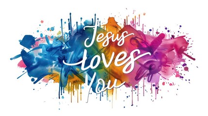 Obraz premium Jesus Loves You in Colorful Colors Splash