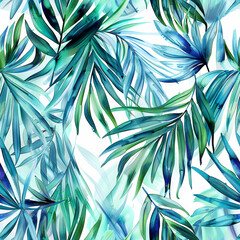 Various Tropical Leaves in Shades of Green and Blue Against a Clean White Backdrop