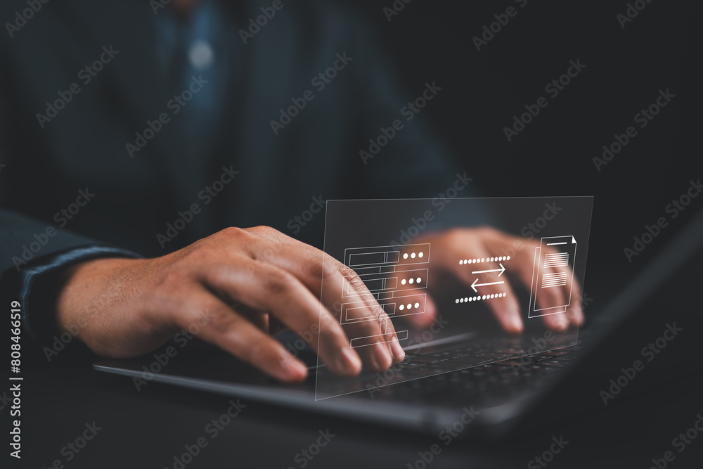 Aufkleber File Transfer Protocol files receiver and computer, transfer data between folder, Backup data, Exchange of file on folder, Send document in internet, DMS. Virtual document loading to another folder.