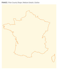 Naklejka premium France plain country map. Medium details. Outline style. Shape of France. Vector illustration.