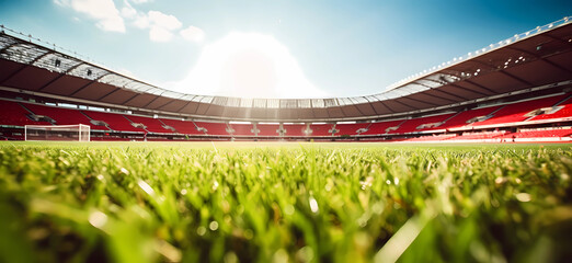 the grass in an outdoor football stadium