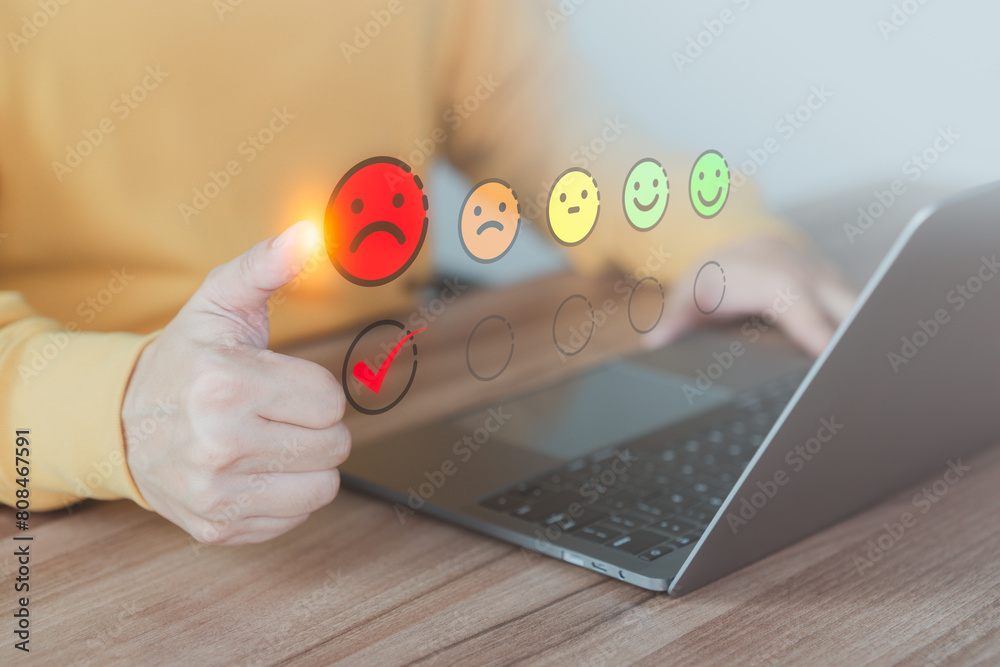Poster business services concept of customer dissatisfaction manifests through virtual interactions, accomp