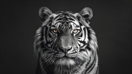 Black and White Portrait of Tiger