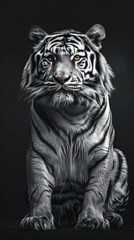 Black and White Portrait of Tiger