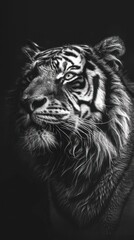Black and White Portrait of Tiger