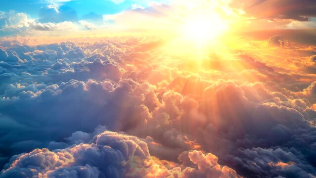 sunrays on cloud sky video background looping 4k