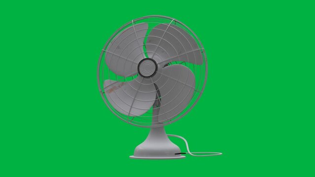 3d stand fan animation on green screen background