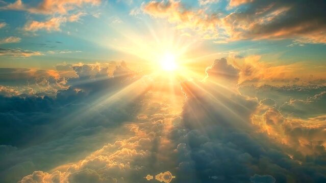 sunrays on cloud sky video background looping 4k