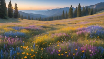 A meadow blanketed with wildflowers in shades of b upscaled 4
