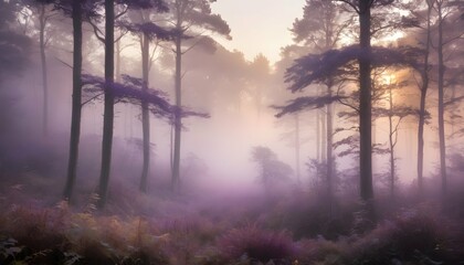 A forest canopy bathed in the soft light of dawn upscaled 12