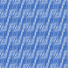Wavy abstract electric blue weave pattern with broken linear stripe effect. Mottled woven chambray texture background for modern seamless nautical maritime organic style. 