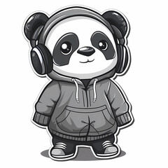 Panda in a hoodie sticker style