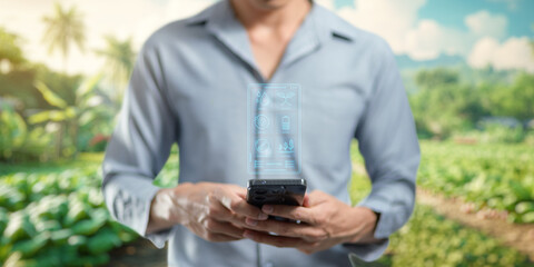Smart Farm UI hologram system control, maintenance, displaying growth information Nutrients,...