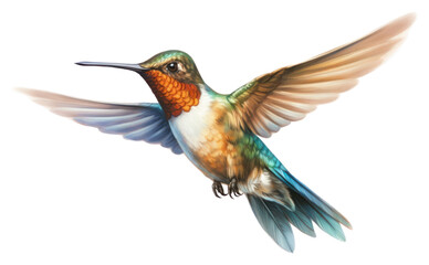 Obraz premium PNG Hummingbird flying animal white background wildlife.