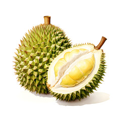 Digital technology durian watercolor design illustration