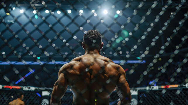 Fighters Seen from Behind the Cage in the UFC Octagon