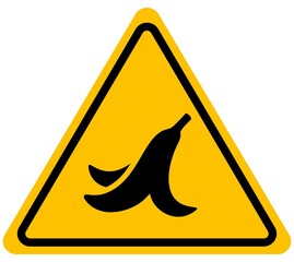 Banana peel funny warning sign background vector